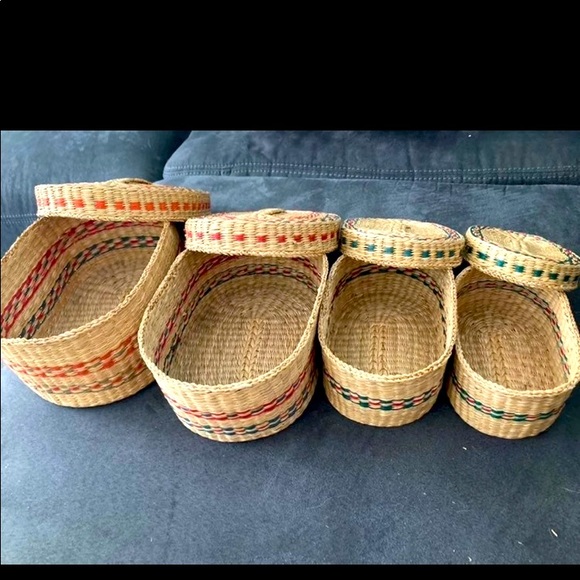 Storage & Organization Native American Sweet Grass Nesting Baskets 4